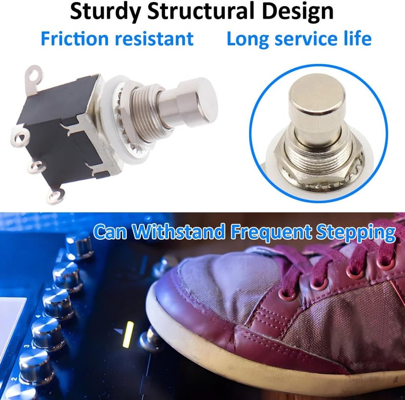 LKRXW 3Pcs DPDT 6 Pins Guitar Effect Pedal Footswitch Momentary Box Stomp True Bypass Guitar Switch Push Button Metal Foot Switch Solder Lugs Terminal AC 250V/2A 125V/4A - Image 4